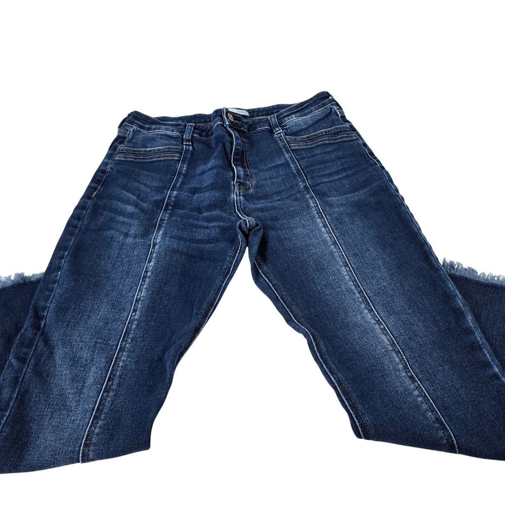 KanCan High Rise Skinny‎ Jeans Dark Wash Front Seam Frayed Hem Size 32 126103